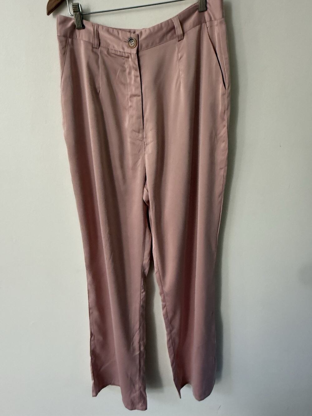 Misguided Tall Satin Dress Pants Womens Size 10 Pink Wide Leg Event Cocktail